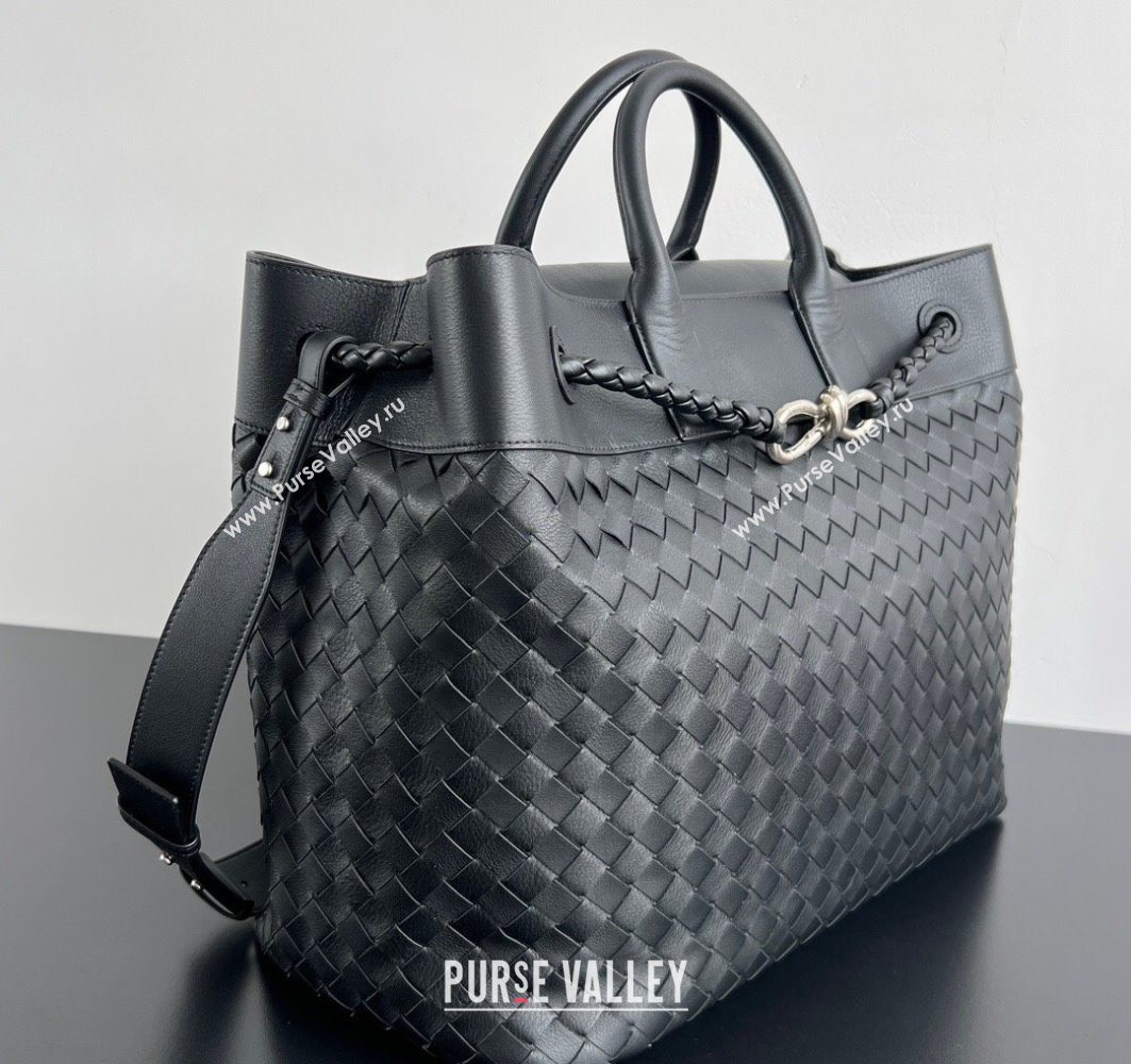 Bottega Veneta Mens Intrecciato Leather Andiamo Voyager Tote Bag Black 2025 827066 (WT-251119021)