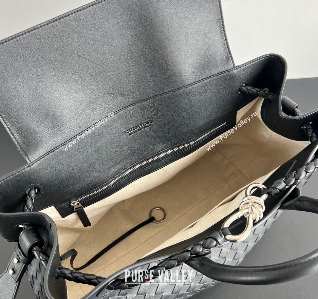 Bottega Veneta Mens Intrecciato Leather Andiamo Voyager Tote Bag Black 2025 827066 (WT-251119021)