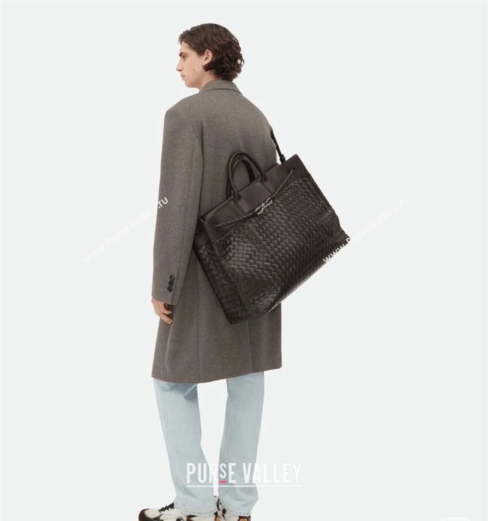 Bottega Veneta Mens Intrecciato Leather Andiamo Voyager Tote Bag Black 2025 827066 (WT-251119021)