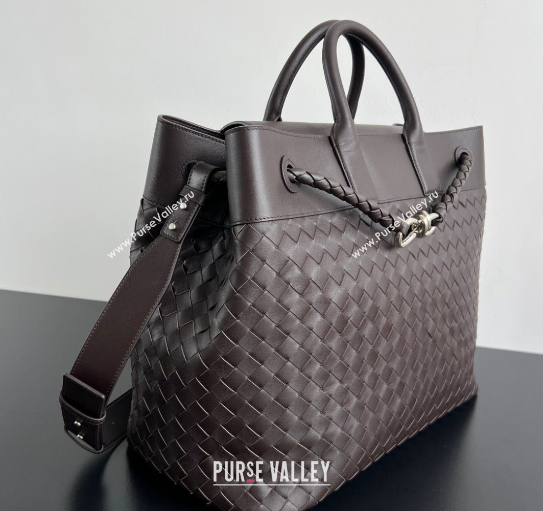 Bottega Veneta Mens Intrecciato Leather Andiamo Voyager Tote Bag Fondant Brown 2025 827066 (WT-251119022)