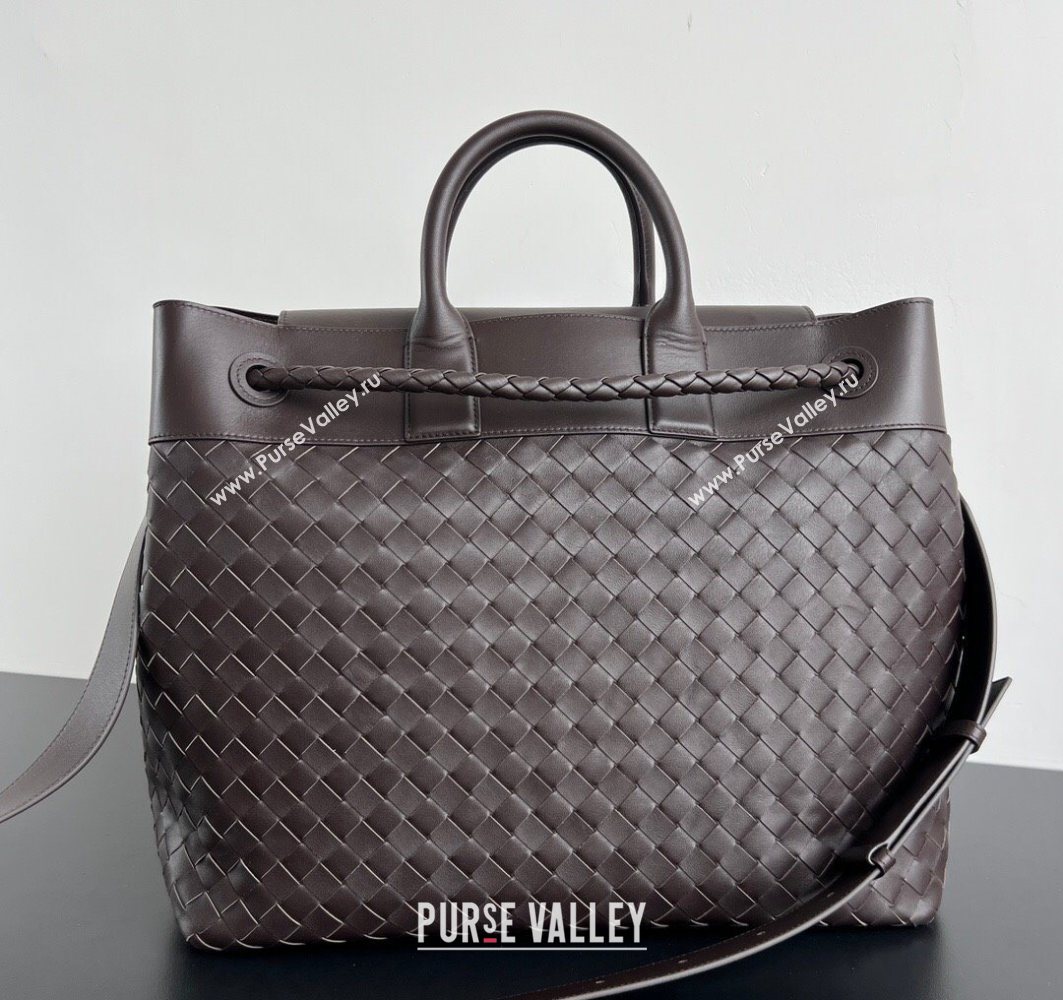 Bottega Veneta Mens Intrecciato Leather Andiamo Voyager Tote Bag Fondant Brown 2025 827066 (WT-251119022)