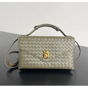 Bottega Veneta Knot Lock Cross-body Bag in Intrecciato Leather Travertine Green 2025 817191 (WT-251119027)