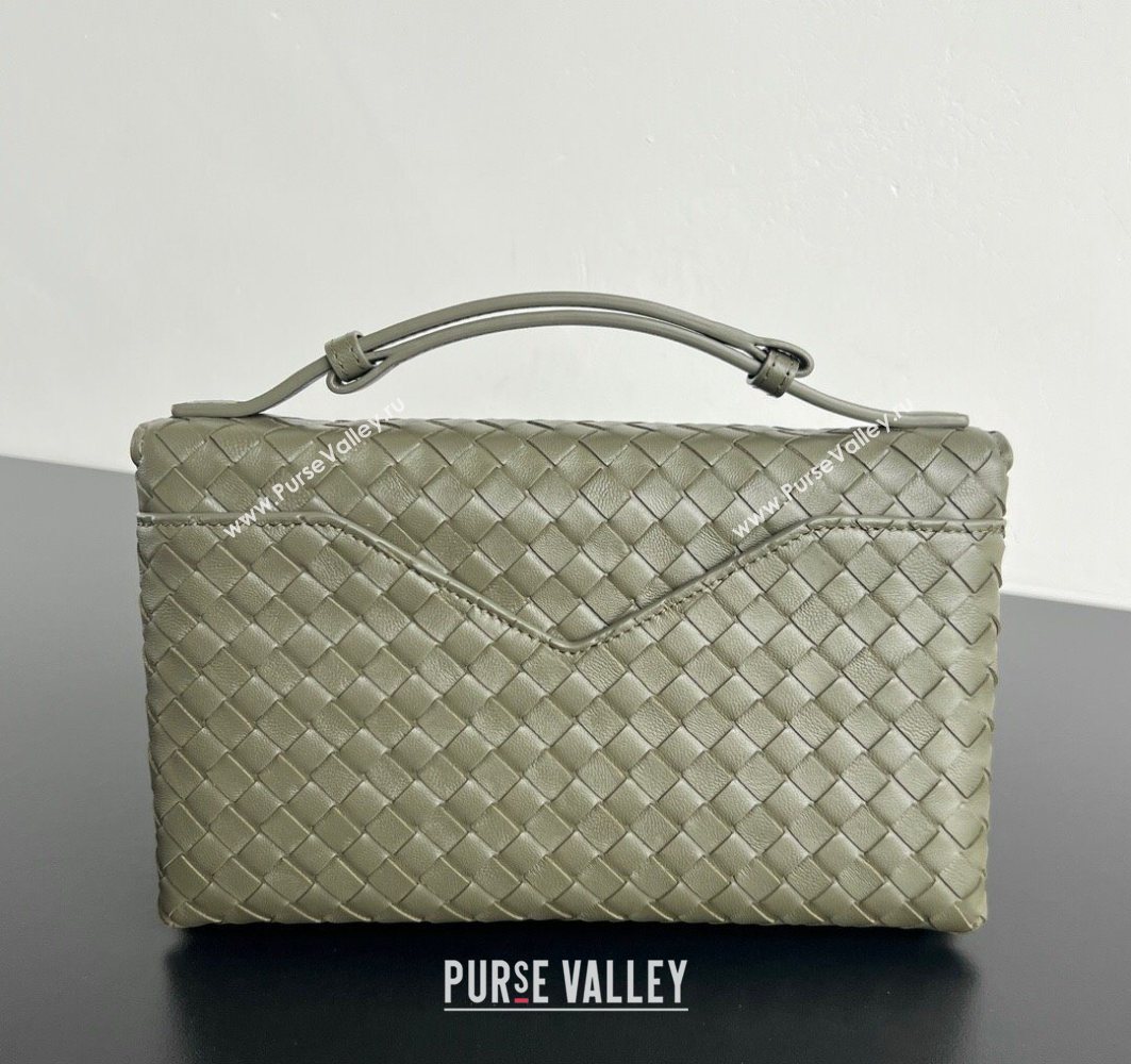 Bottega Veneta Knot Lock Cross-body Bag in Intrecciato Leather Travertine Green 2025 817191 (WT-251119027)