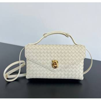 Bottega Veneta Knot Lock Cross-body Bag in Intrecciato Leather Sea Salt 2025 817191 (WT-251119028)