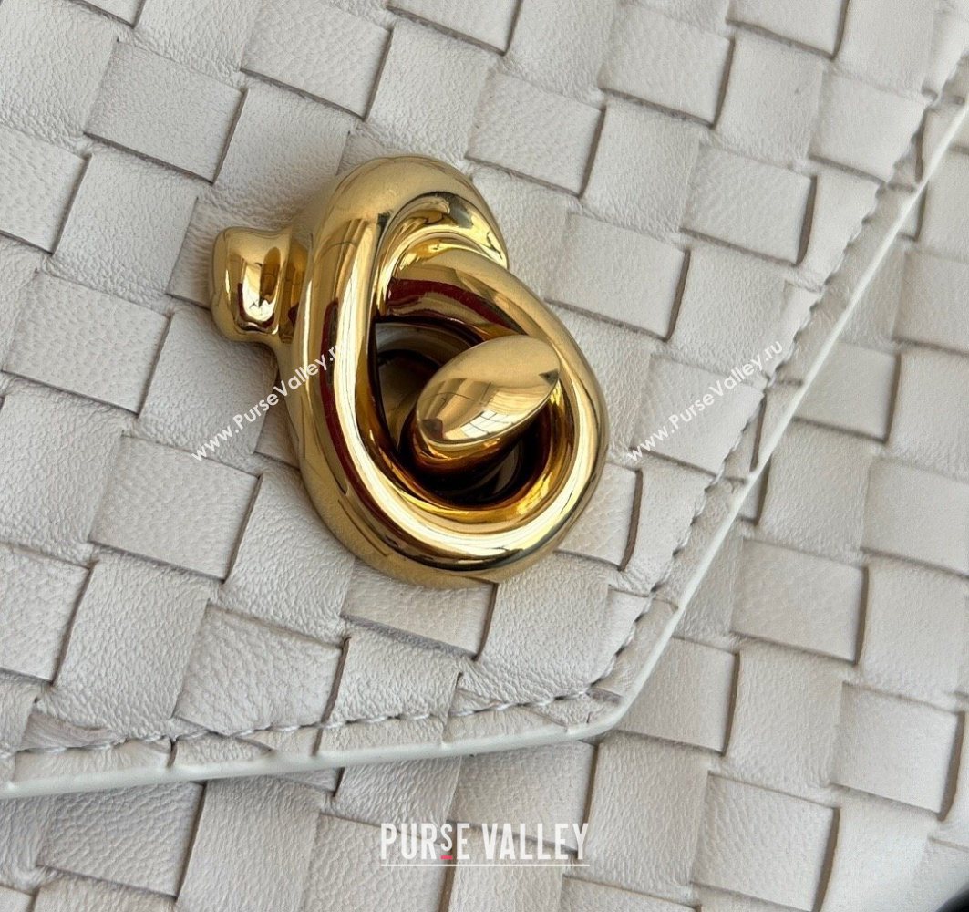 Bottega Veneta Knot Lock Cross-body Bag in Intrecciato Leather Sea Salt 2025 817191 (WT-251119028)