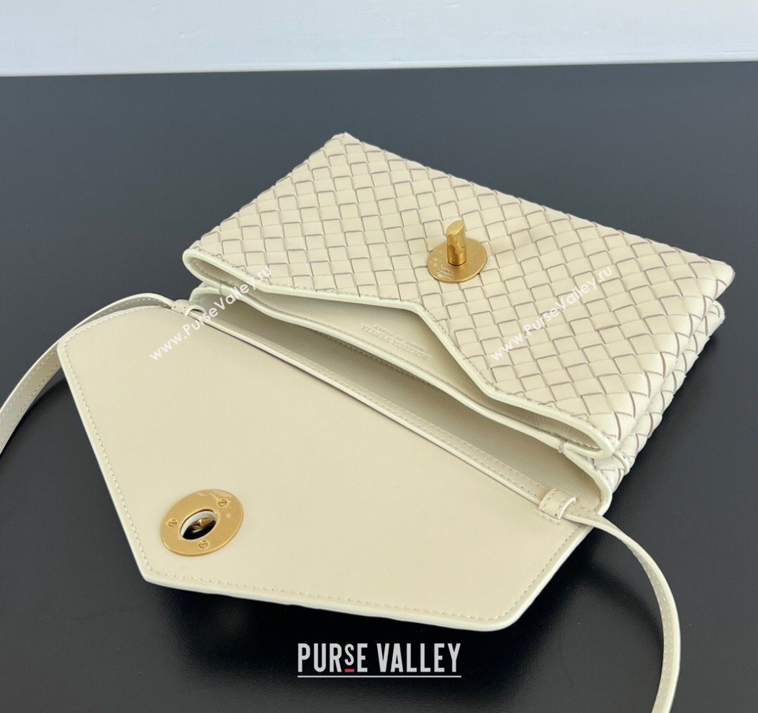 Bottega Veneta Knot Lock Cross-body Bag in Intrecciato Leather Sea Salt 2025 817191 (WT-251119028)