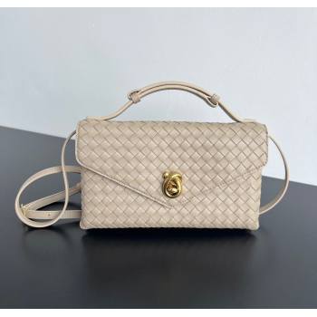 Bottega Veneta Knot Lock Cross-body Bag in Intrecciato Leather Light Beige 2025 817191 (WT-251119029)