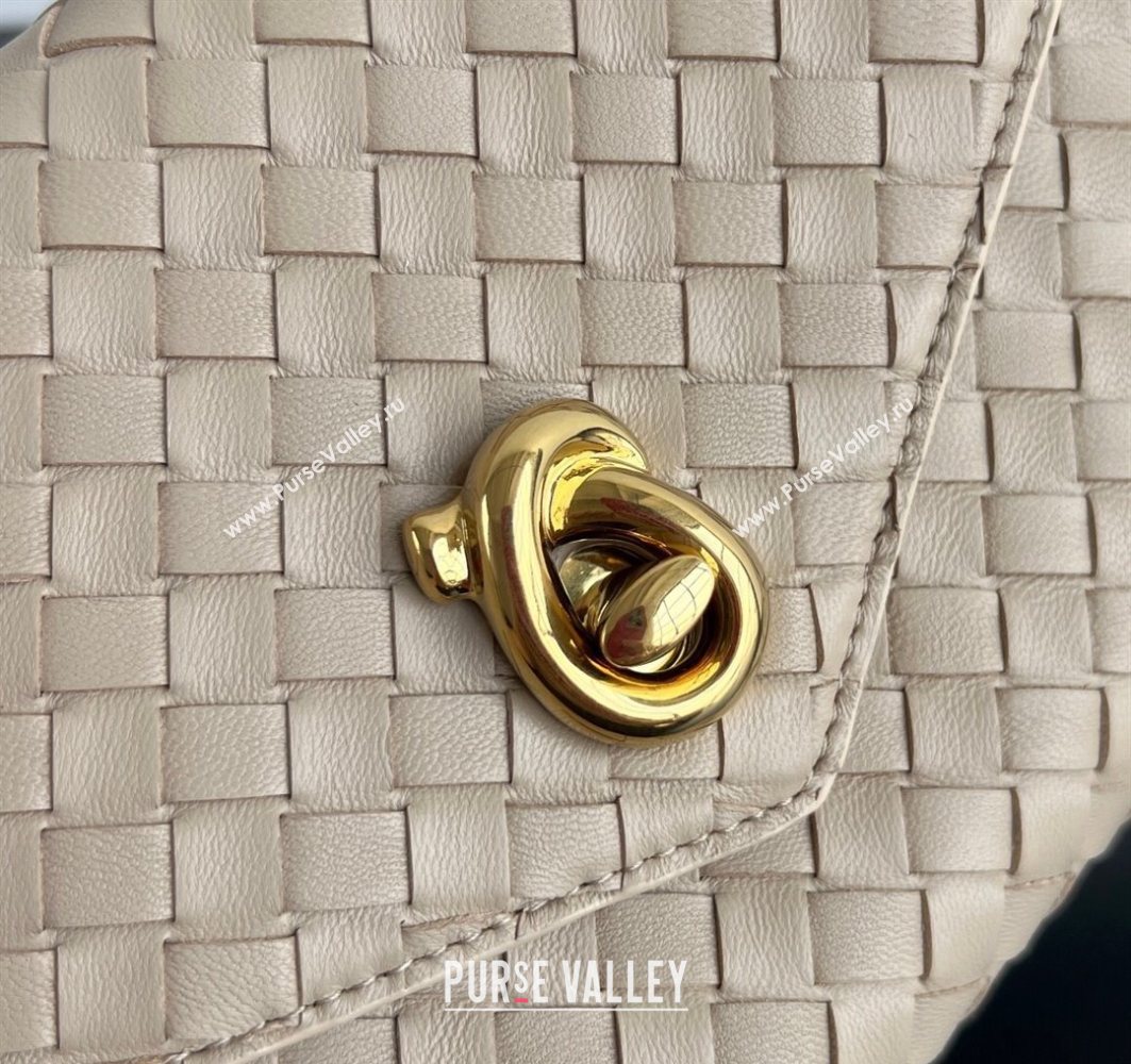 Bottega Veneta Knot Lock Cross-body Bag in Intrecciato Leather Light Beige 2025 817191 (WT-251119029)