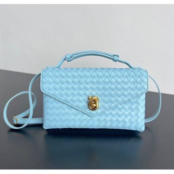 Bottega Veneta Knot Lock Cross-body Bag in Intrecciato Leather Sky Blue 2025 817191 (WT-251119030)