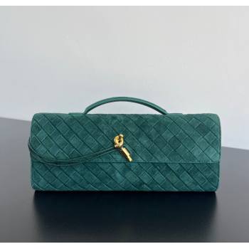 Bottega Veneta Long Clutch Bag Andiamo in Intrecciato Suede Emerald Green 2025 741511 (WT-251119031)