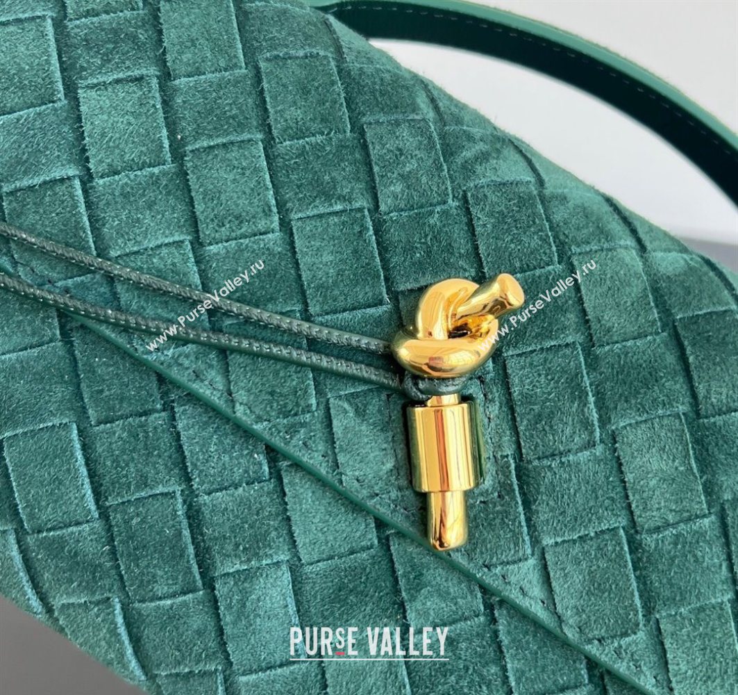 Bottega Veneta Long Clutch Bag Andiamo in Intrecciato Suede Emerald Green 2025 741511 (WT-251119031)