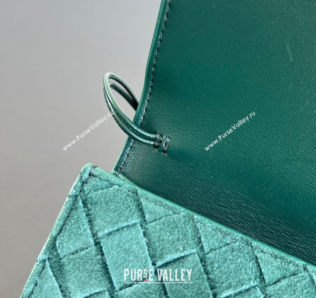 Bottega Veneta Long Clutch Bag Andiamo in Intrecciato Suede Emerald Green 2025 741511 (WT-251119031)