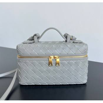 Bottega Veneta Bang Bang Vanity Case in Intrecciato Leather Silver Grey 2025 789109 (WT-251119014)
