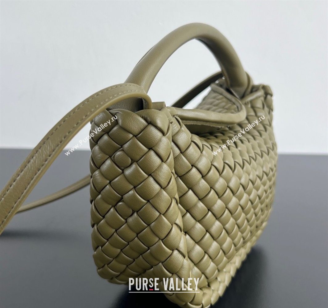 Bottega Veneta Small Cobble Top Handle bag in Intreccio Leather Seaweed Green 2025 805739 (WT-251119053)
