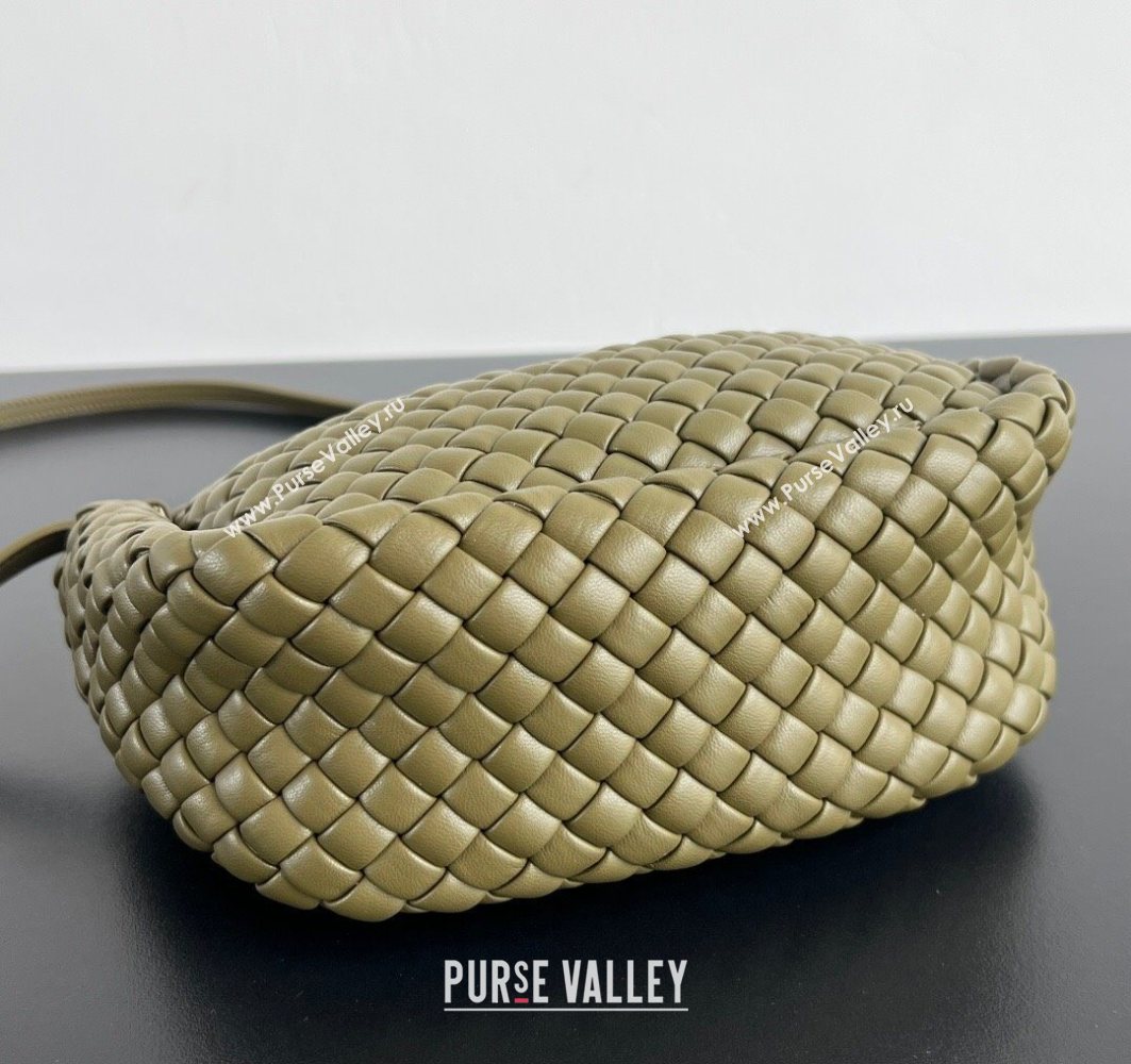 Bottega Veneta Small Cobble Top Handle bag in Intreccio Leather Seaweed Green 2025 805739 (WT-251119053)