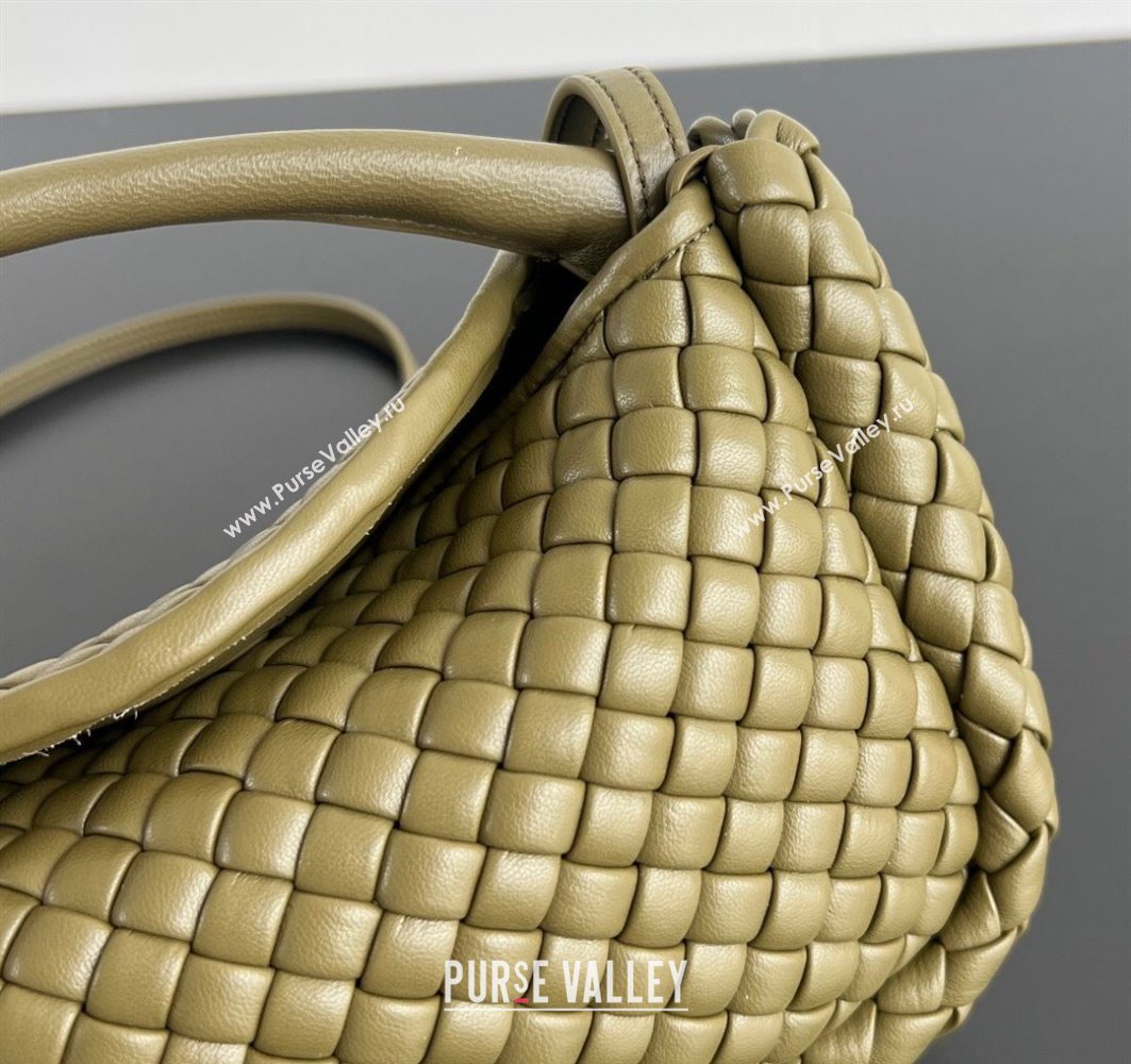 Bottega Veneta Small Cobble Top Handle bag in Intreccio Leather Seaweed Green 2025 805739 (WT-251119053)