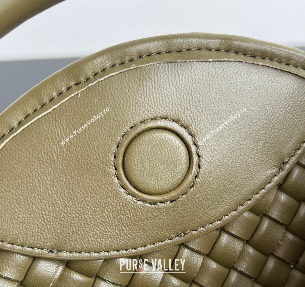 Bottega Veneta Small Cobble Top Handle bag in Intreccio Leather Seaweed Green 2025 805739 (WT-251119053)