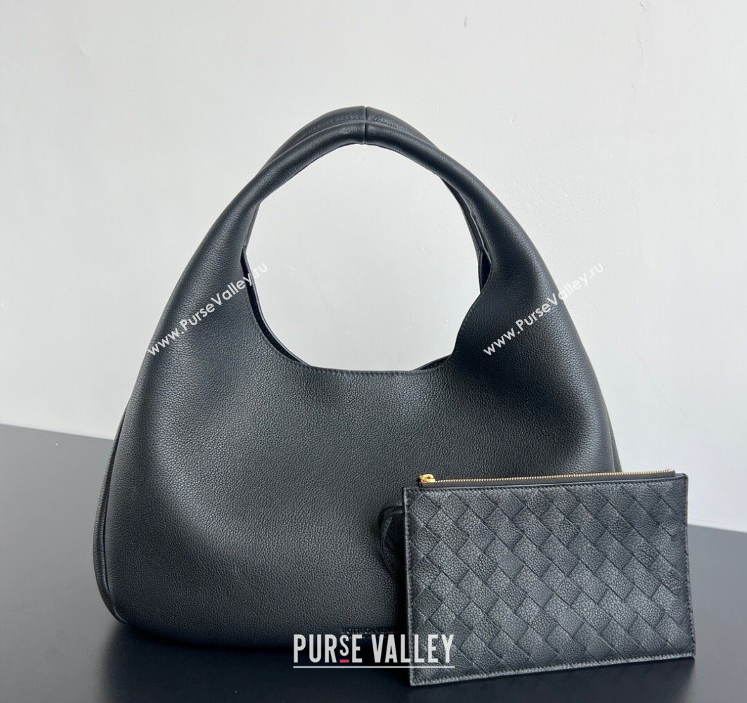 Bottega Veneta Large Campana Shoulder Bag in Grained Leather Black 2025 844251 (WT-251119058)