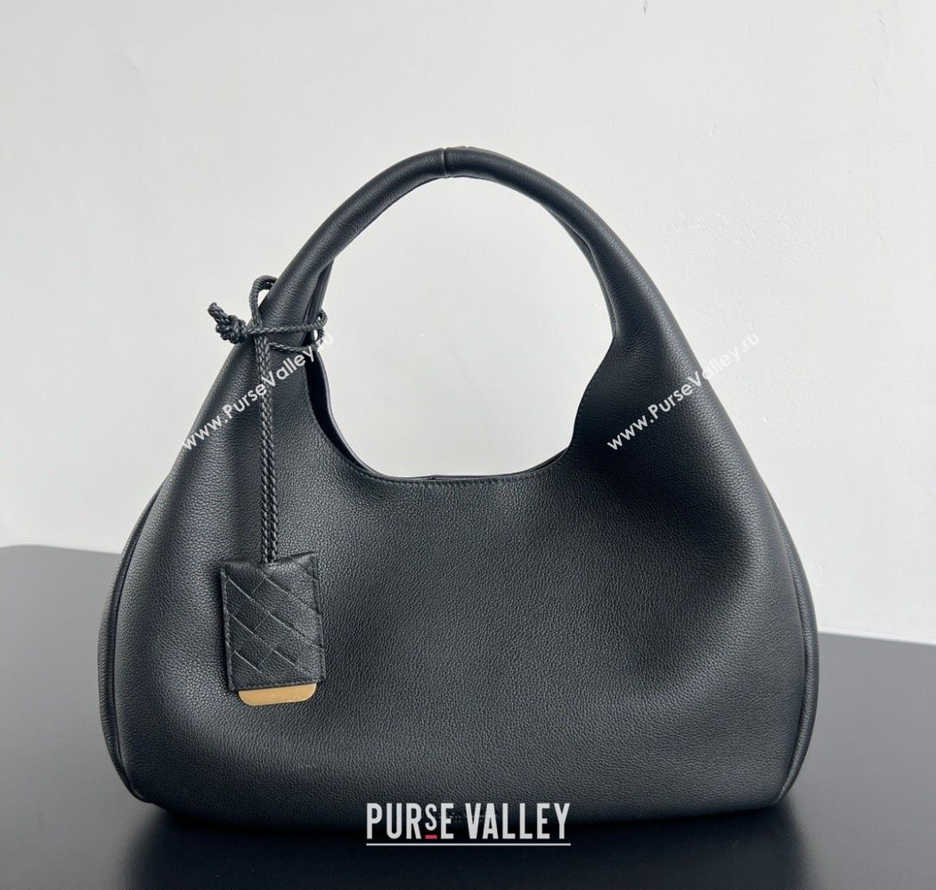 Bottega Veneta Large Campana Shoulder Bag in Grained Leather Black 2025 844251 (WT-251119058)