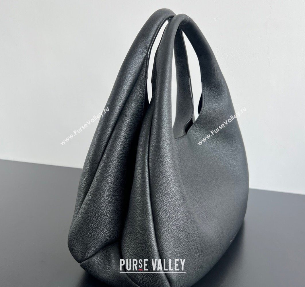 Bottega Veneta Large Campana Shoulder Bag in Grained Leather Black 2025 844251 (WT-251119058)