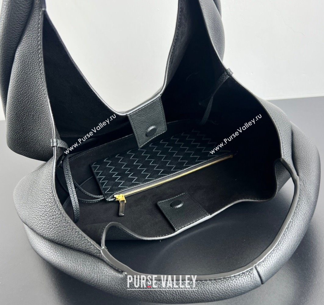 Bottega Veneta Large Campana Shoulder Bag in Grained Leather Black 2025 844251 (WT-251119058)