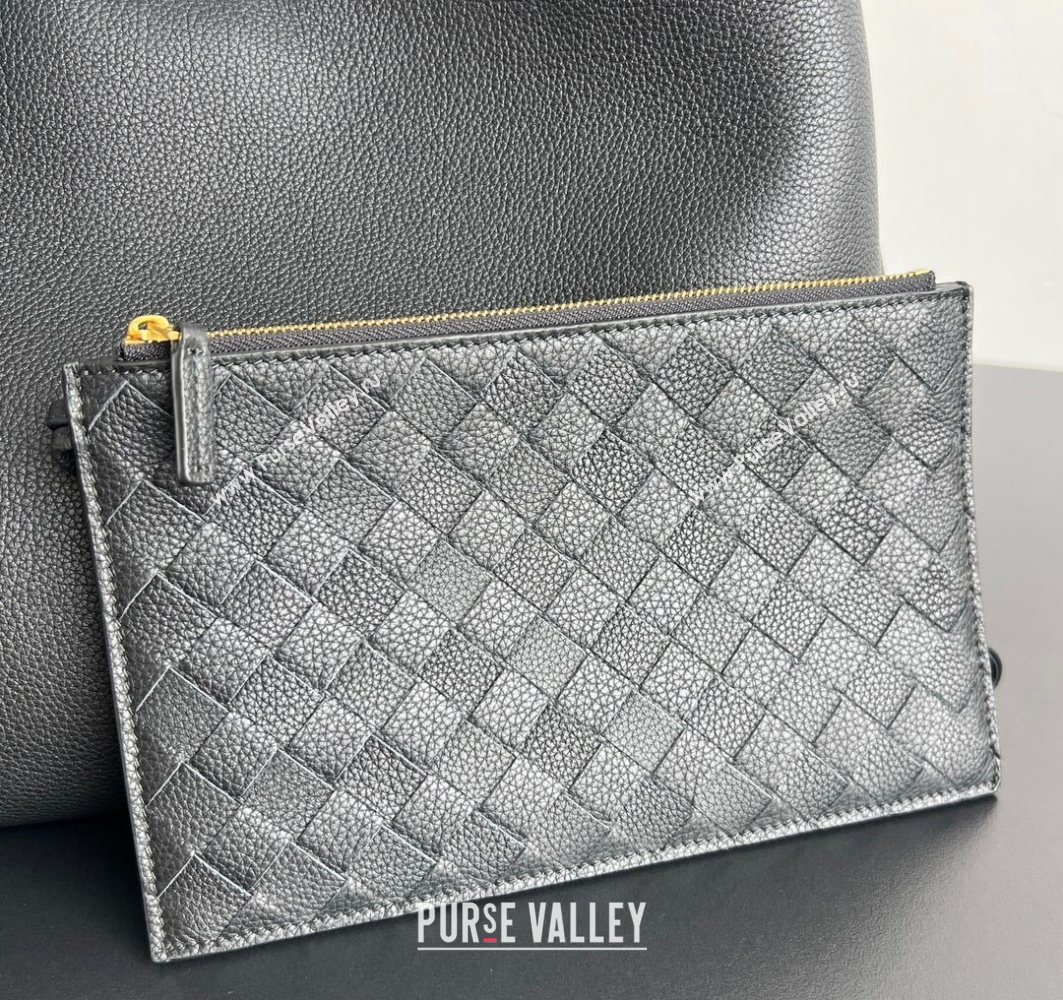 Bottega Veneta Large Campana Shoulder Bag in Grained Leather Black 2025 844251 (WT-251119058)