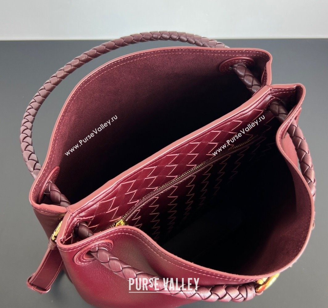 Bottega Veneta Andiamo Bucket Bag in Calf Leather Barolo Red 2025 844169 (WT-251119061)