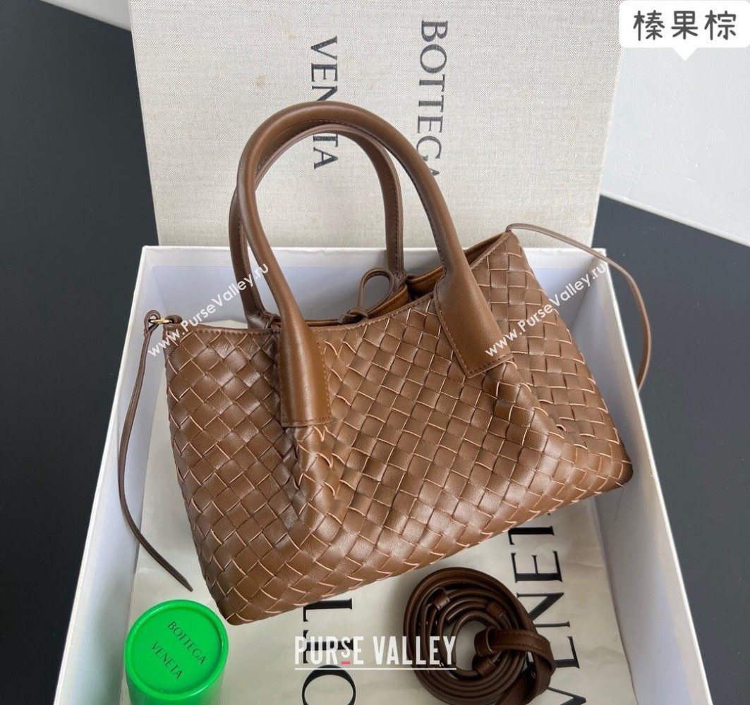 Bottega Veneta Small Pinacoteca Tote Bag in Intrecciato Leather and Suede Nocciola Brown/Amber Yellow 2025 819004 (WT-251119063)