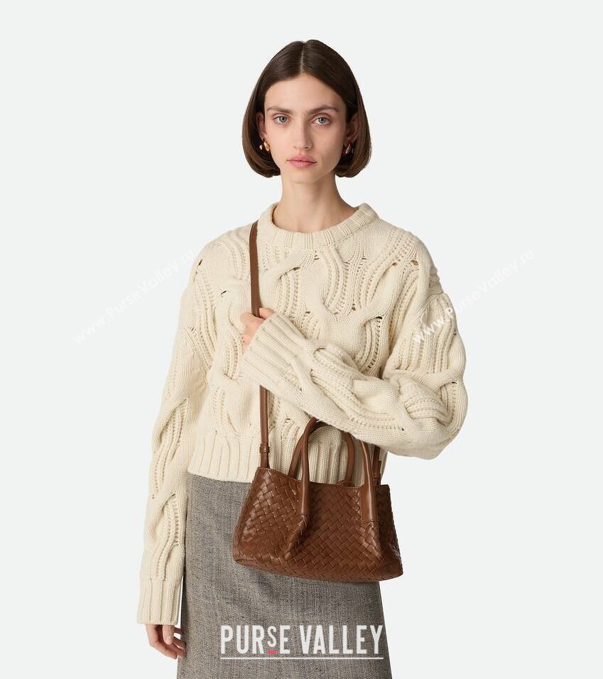 Bottega Veneta Small Pinacoteca Tote Bag in Intrecciato Leather and Suede Nocciola Brown/Amber Yellow 2025 819004 (WT-251119063)