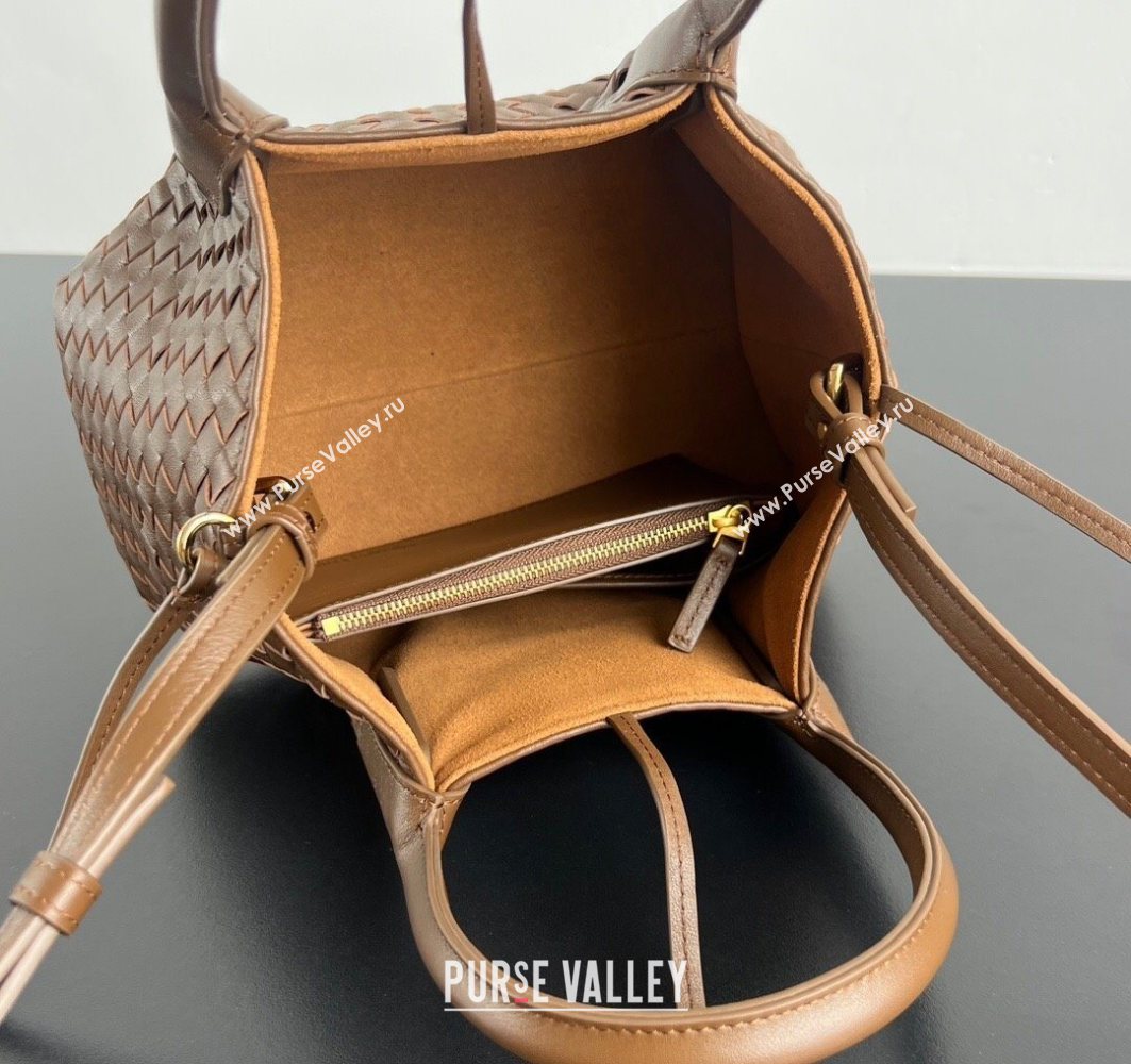 Bottega Veneta Small Pinacoteca Tote Bag in Intrecciato Leather and Suede Nocciola Brown/Amber Yellow 2025 819004 (WT-251119063)