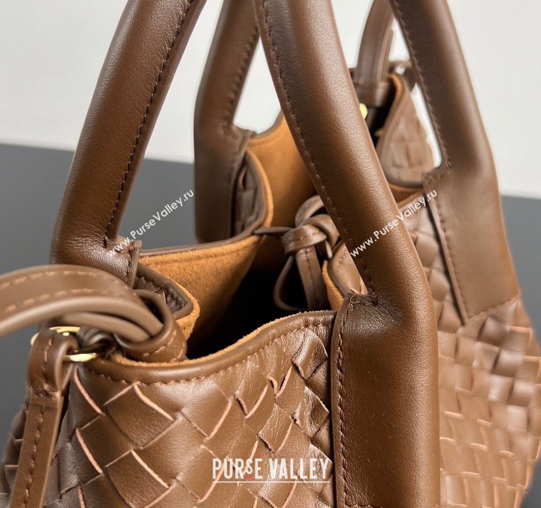 Bottega Veneta Small Pinacoteca Tote Bag in Intrecciato Leather and Suede Nocciola Brown/Amber Yellow 2025 819004 (WT-251119063)