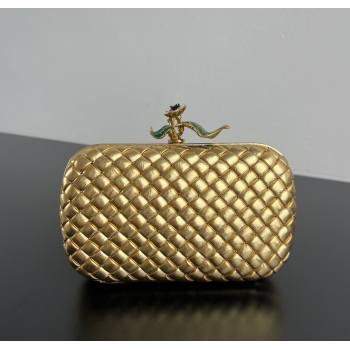 Bottega Veneta Knot Bag in Intrecciato Leather with Flower Clasp Gold 2025 826183 (WT-251119066)
