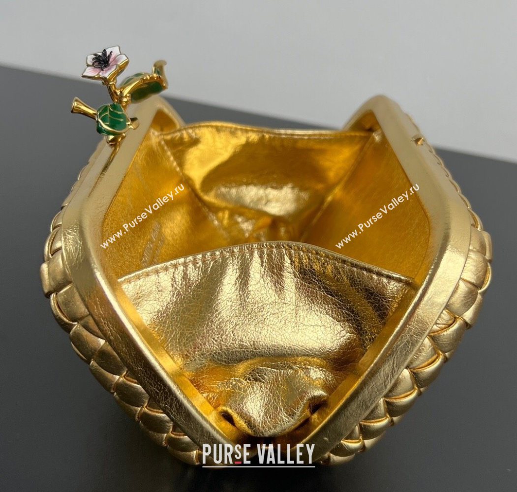 Bottega Veneta Knot Bag in Intrecciato Leather with Flower Clasp Gold-Tone 2025 826183 (WT-260116043)