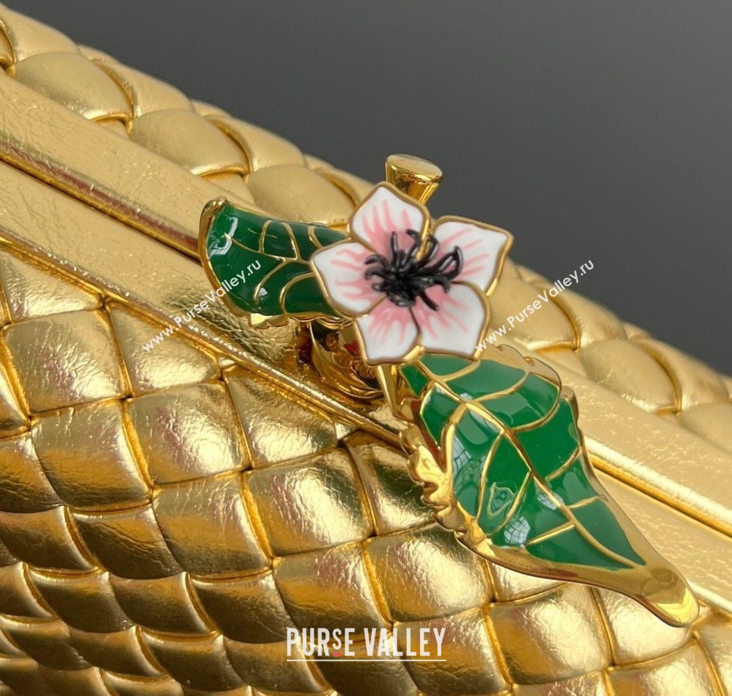 Bottega Veneta Knot Bag in Intrecciato Leather with Flower Clasp Gold-Tone 2025 826183 (WT-260116043)