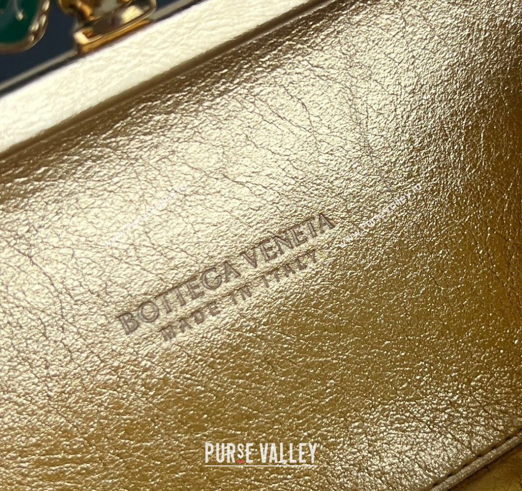 Bottega Veneta Knot Bag in Intrecciato Leather with Flower Clasp Gold 2025 826183 (WT-251119066)