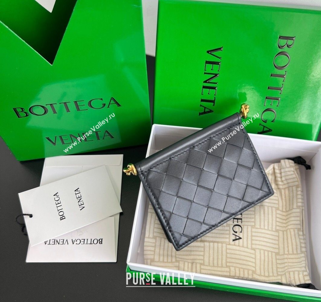 Bottega Veneta Solstice Business Card Case in Intrecciato Leather Blue 2025 810596 (WT-251119078)