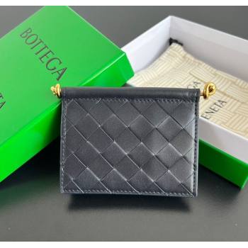 Bottega Veneta Solstice Business Card Case in Intrecciato Leather Blue 2025 810596 (WT-251119078)