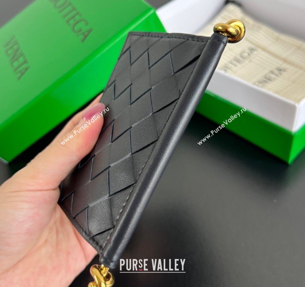Bottega Veneta Solstice Business Card Case in Intrecciato Leather Blue 2025 810596 (WT-251119078)