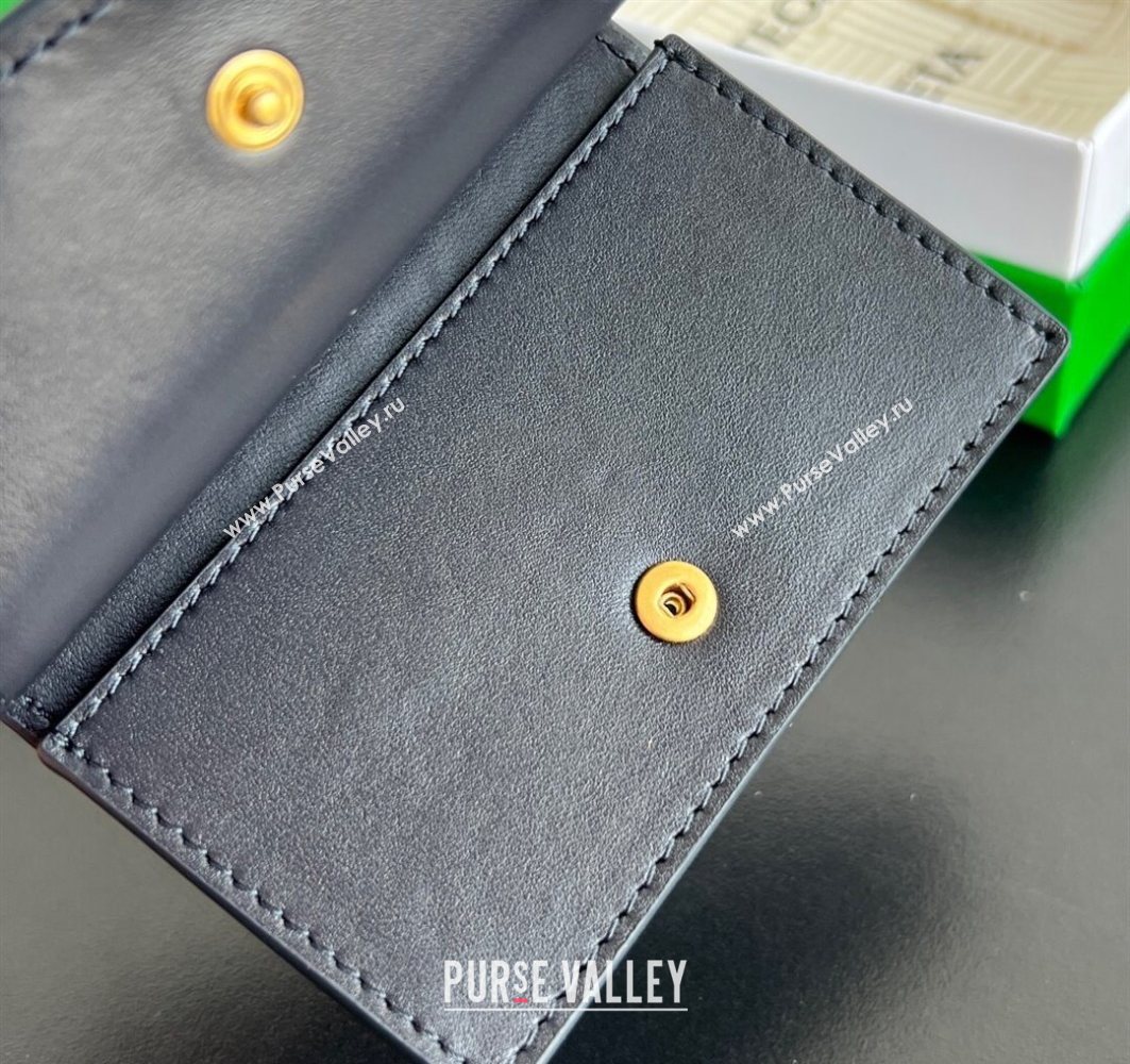 Bottega Veneta Solstice Business Card Case in Intrecciato Leather Blue 2025 810596 (WT-251119078)