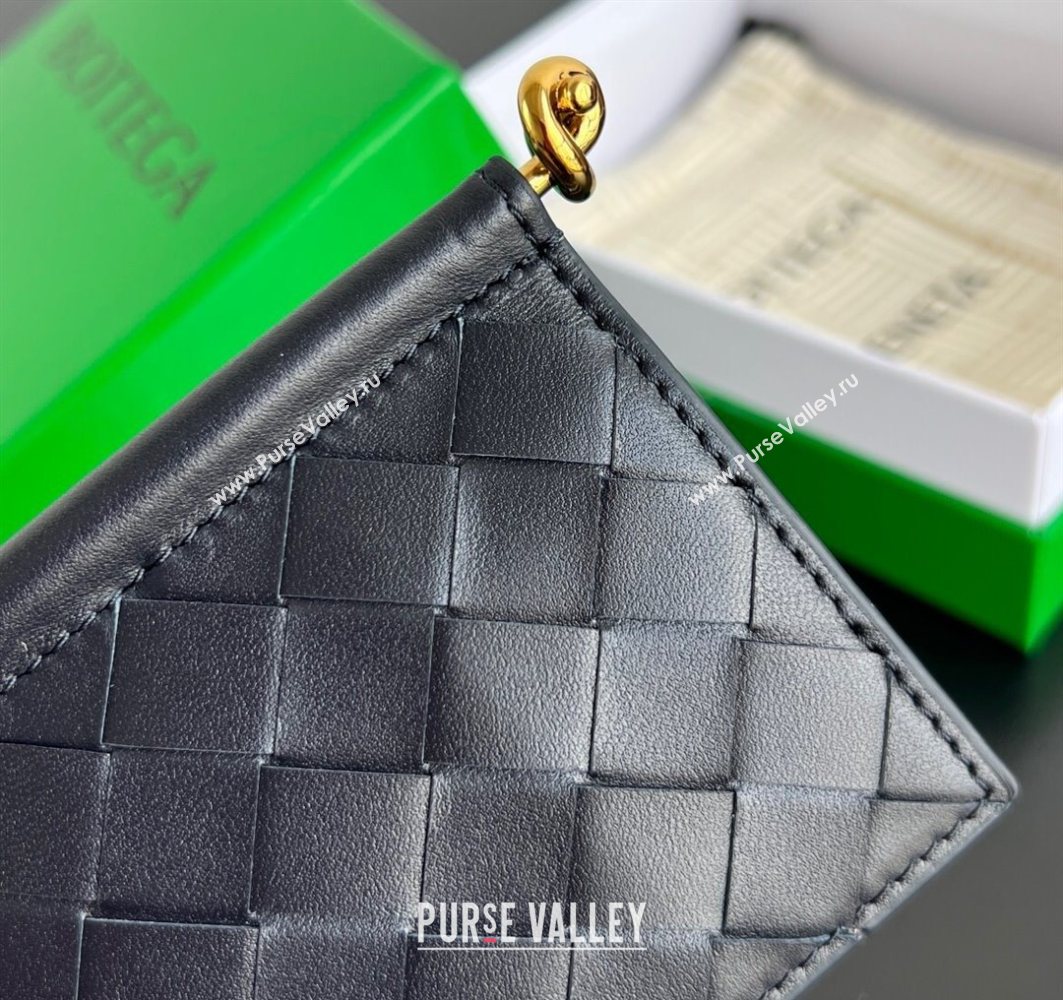 Bottega Veneta Solstice Business Card Case in Intrecciato Leather Blue 2025 810596 (WT-251119078)