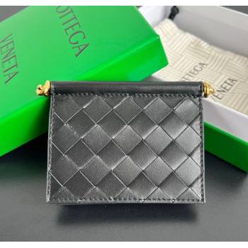 Bottega Veneta Solstice Business Card Case in Intrecciato Leather Black 2025 810596 (WT-251119079)