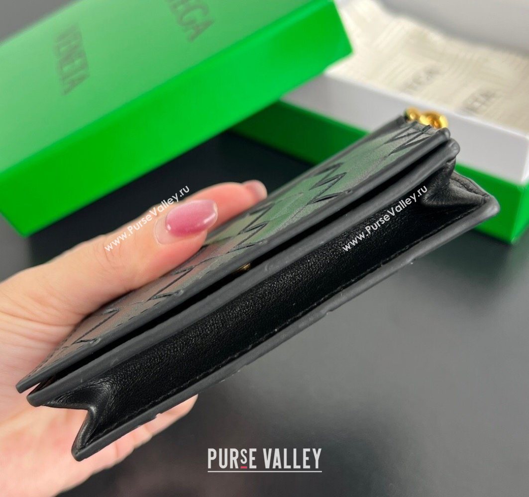 Bottega Veneta Solstice Business Card Case in Intrecciato Leather Black 2025 810596 (WT-251119079)