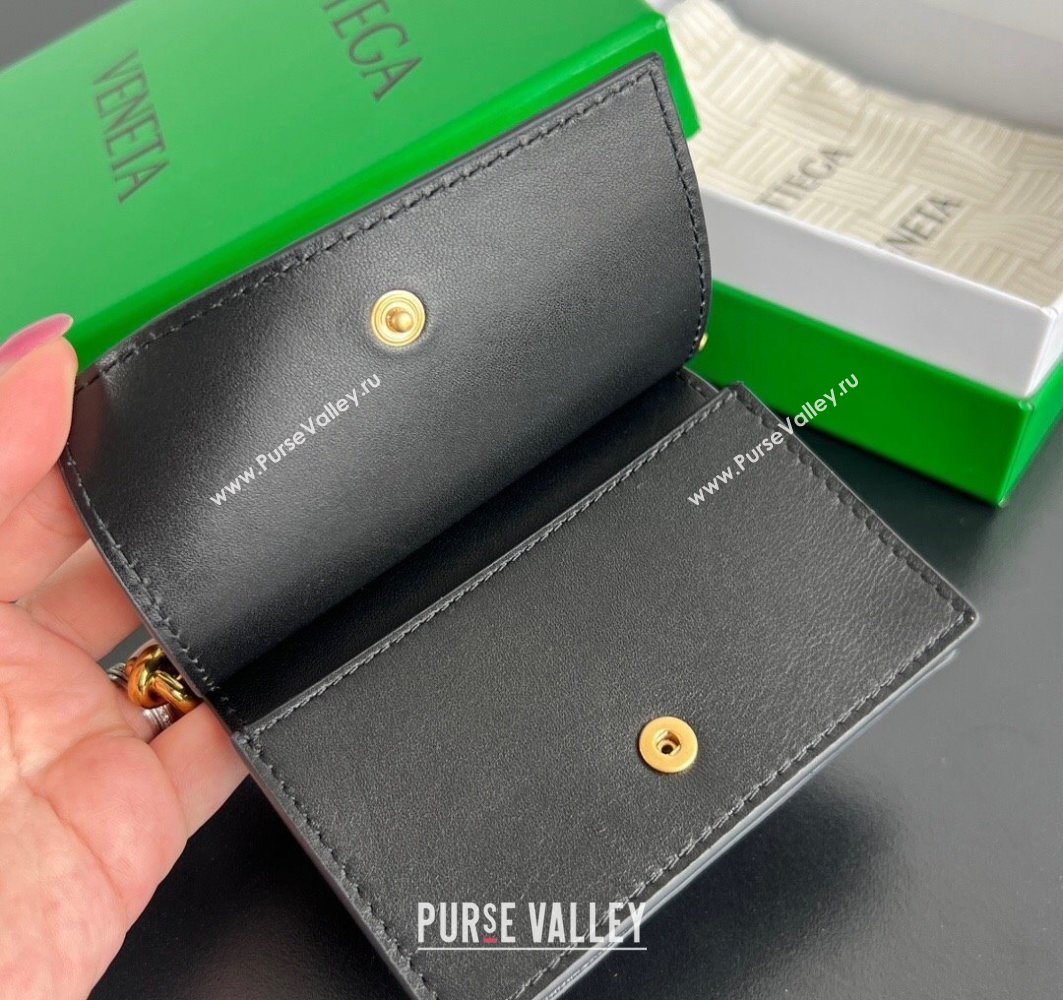 Bottega Veneta Solstice Business Card Case in Intrecciato Leather Black 2025 810596 (WT-251119079)