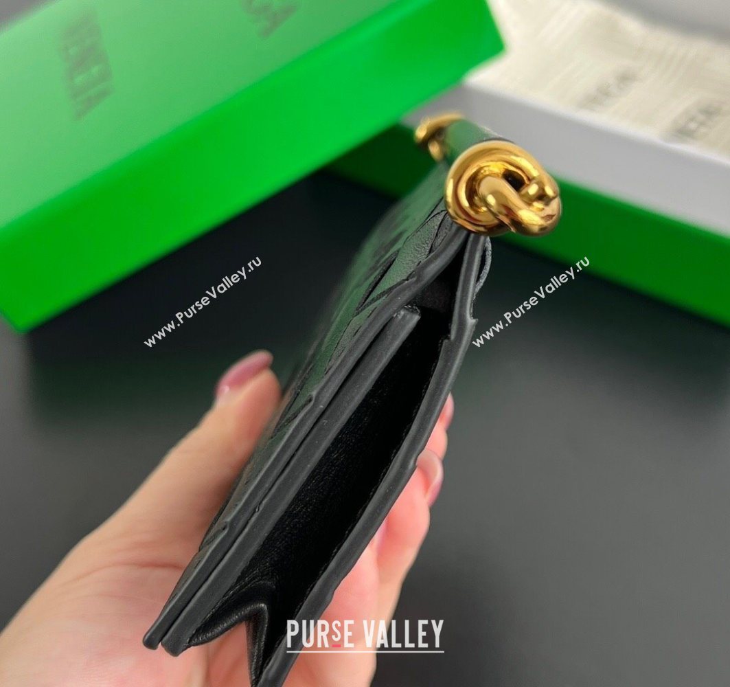 Bottega Veneta Solstice Business Card Case in Intrecciato Leather Black 2025 810596 (WT-251119079)