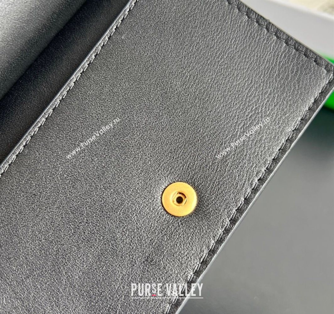 Bottega Veneta Solstice Business Card Case in Intrecciato Leather Black 2025 810596 (WT-251119079)