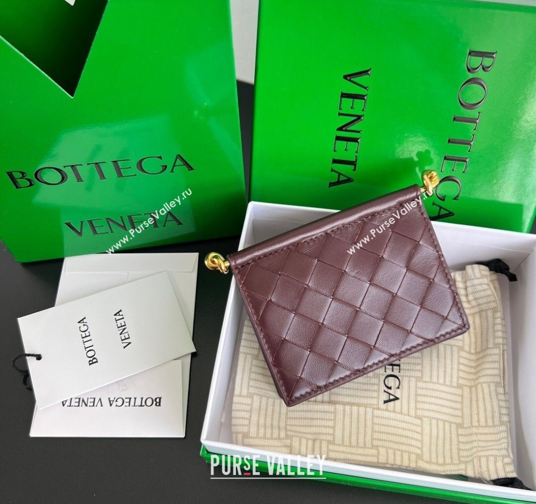 Bottega Veneta Solstice Business Card Case in Intrecciato Leather Barolo Red 2025 810596 (WT-251119080)