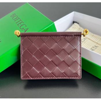 Bottega Veneta Solstice Business Card Case in Intrecciato Leather Barolo Red 2025 810596 (WT-251119080)