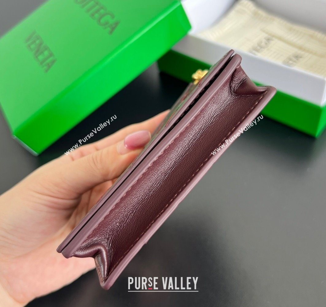 Bottega Veneta Solstice Business Card Case in Intrecciato Leather Barolo Red 2025 810596 (WT-251119080)