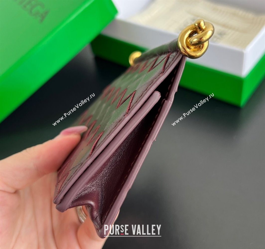 Bottega Veneta Solstice Business Card Case in Intrecciato Leather Barolo Red 2025 810596 (WT-251119080)