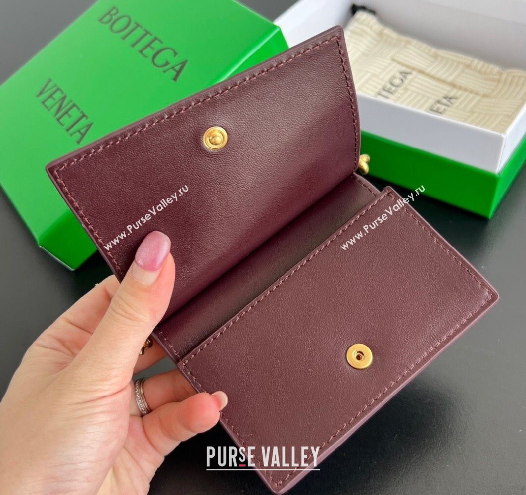 Bottega Veneta Solstice Business Card Case in Intrecciato Leather Barolo Red 2025 810596 (WT-251119080)